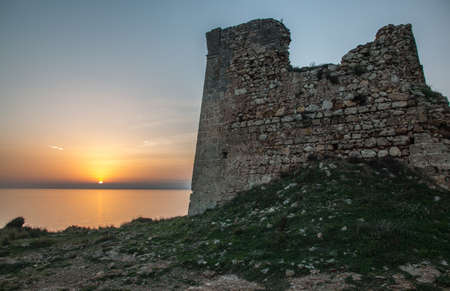 Uluzzo Tower, Ionian coast, Salento, Italyの写真素材