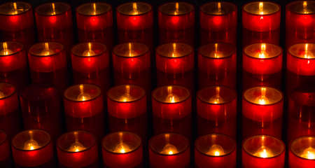 Votive candles in the churchの写真素材