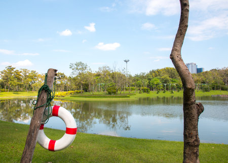 Lifebelt in Queen Sirikit Park, Bangkok, Thailandの写真素材