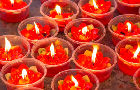 Red votive candlesの写真素材