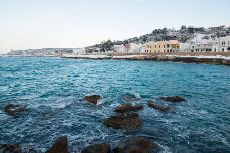 Santa Maria al Bagno after a exceptional snowfall. 
Jan 2017, Salento, Italy.の写真素材