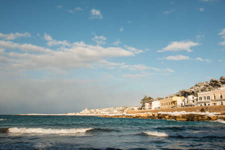 Santa Maria al Bagno after a exceptional snowfall. 
Jan 2017, Salento, Italy.の写真素材