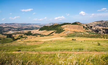 Appennini mountains panoramic view, Basilicata region, south Italyの写真素材