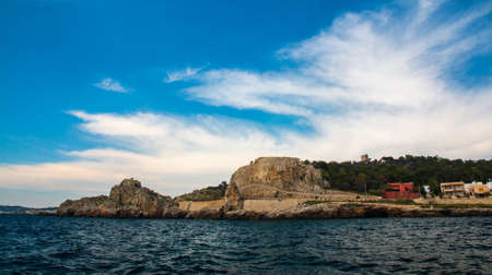 Panoramic view of Montagna Spaccata, a beautiful place near ionian sea, Salento, south Italyの写真素材