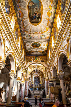 View of interior of medieval church of Madonna della Bruna and Sant'Eustachio, in the old town of the Unesco heritage city and European capital of Culture 2019, Matera Cathedral, South Italyのeditorial素材