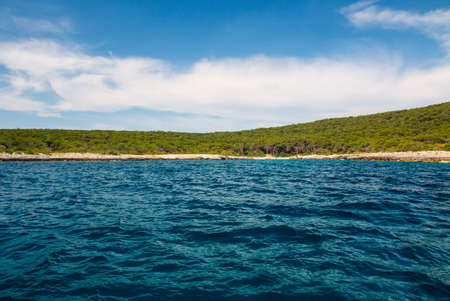Porto Selvaggio, a beautiful touristic place near ionian sea, Salento, south Italyの写真素材