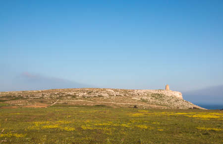 Watchtower near adriatic sea (San Emiliano tower), near Otranto in Salento, Italyの写真素材
