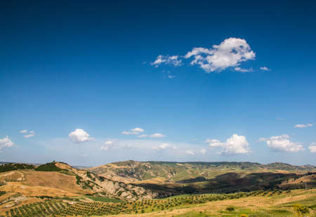 Appennini mountains panoramic view, Basilicata region, south Italyの写真素材