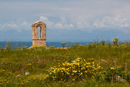 Superior structure of medieval well in the italian countrysideの写真素材
