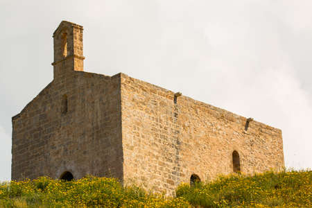 Medieval church near ionian sea (San Mauro), Apulia, Salento, Italyの写真素材