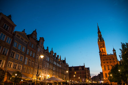 city of Gdansk by night, Polandのeditorial素材