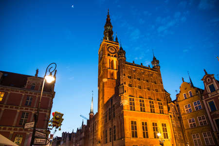 city of Gdansk by night, Polandのeditorial素材