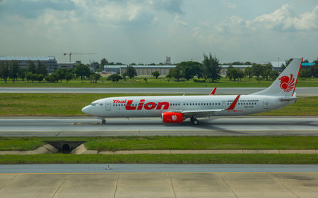 Thai Lion Boeing 737-900 before take off, Don Muang airport, Bangkok, Thailand