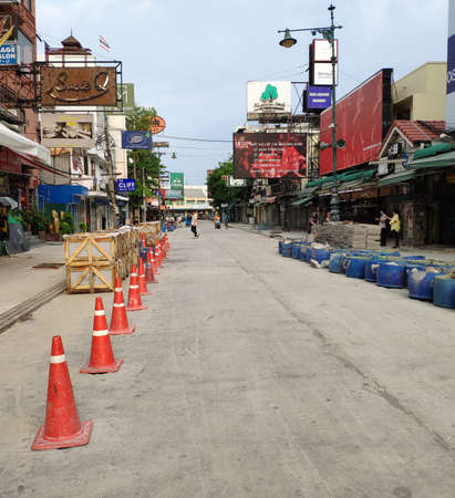 Khao San Road without people, during the pandemic Covid-19, Bangkok, Thailandのeditorial素材