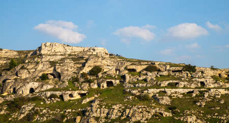 Primitive man caves near Matera, South Italyの写真素材