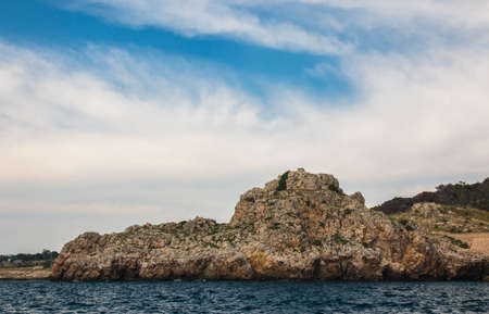 Panoramic view of Montagna Spaccata, a beautiful place near ionian sea, Salento, south Italyの写真素材