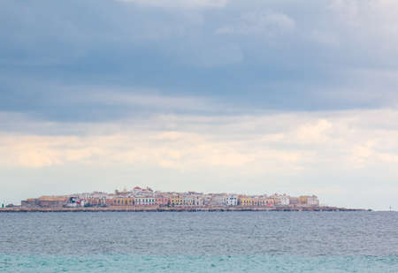 Panoramic view of gallipoli, a village near ionian sea, Apulia, Salento, Italyの写真素材