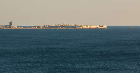 Panoramic view of gallipoli, a village near ionian sea, Apulia, Salento, Italyの写真素材