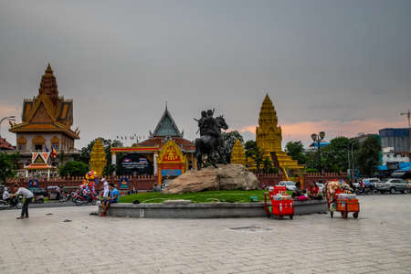 Wat Ounalom, a famous historical site in Phnom Penh, Cambodiaのeditorial素材