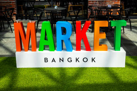 signboard of The Market, a new shopping mall of Bangkok (Ratchadamri Road, Ratchaprasong)のeditorial素材