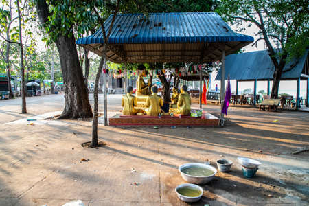 Buddhist statue inside Wat Hanchey, a Buddhist temple near Kampong Cham city, Cambodiaのeditorial素材