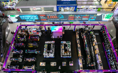 interior view of Pantip Plaza shopping center, Bangkok, Thailandのeditorial素材