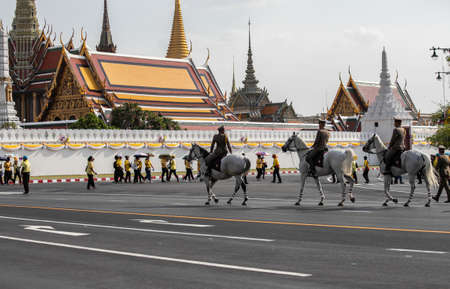 horses near Royal Palace for the coronation of His Majesty King Maha Vajiralongkorn Bodindradebayavarangkun or King Rama X, Bangkok, Thailandのeditorial素材