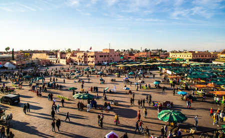 Djemaa El Fna square, Marrakech, Moroccoのeditorial素材