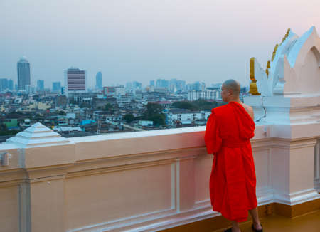 missionary Buddhism Monk of Wat Saket (Golden Mountain), Bangkok, Thailandのeditorial素材