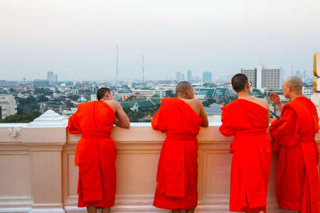 missionary Buddhism Monks of Wat Saket (Golden Mountain), Bangkok, Thailandのeditorial素材