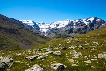 Forni glacier panorama in Ortler Alps, Stelvio National Park, Italyの写真素材
