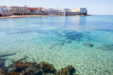 Panoramic view of gallipoli, a village near ionian sea, Apulia, Salento, Italyの写真素材