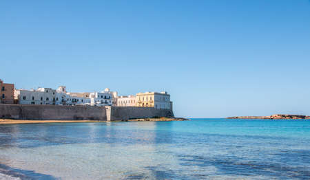 Panoramic view of gallipoli, a village near ionian sea, Apulia, Salento, Italyの写真素材