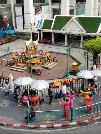 Erawan Shrine Temple in Bangkok without people during the pandemic Covid-19のeditorial素材