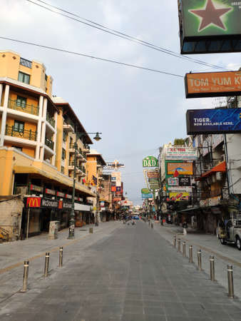 Khao San Road without people, during the pandemic Covid-19, Bangkok, Thailandのeditorial素材
