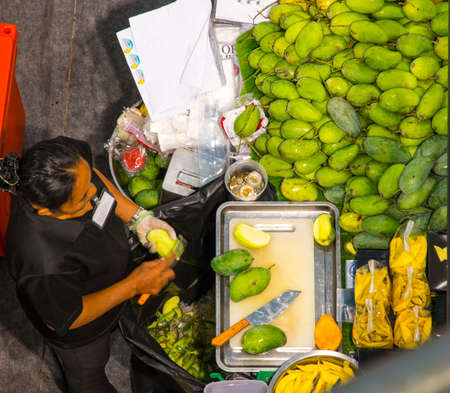 mango seller in Bangkok, Thailandのeditorial素材