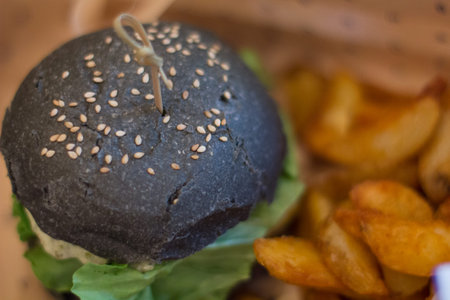 Vegetarian burger close upの写真素材