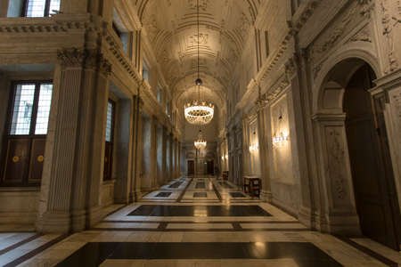 Amsterdam, Netherlands - December 26, 2019: interior shot of the Koninklijk Paleis in Amsterdam, baroque furniture fills the room. No people are visible.のeditorial素材