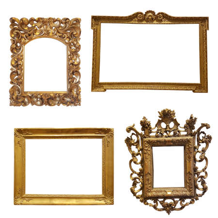 Vintage picture frames isolated on whiteの写真素材