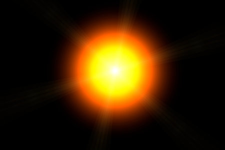 Optical lens flare on black background.