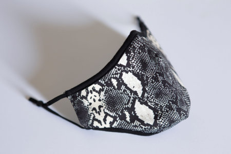 Close-up shot of a custom respiratory mask against COVID-19 coronavirus pandemic, no people are...