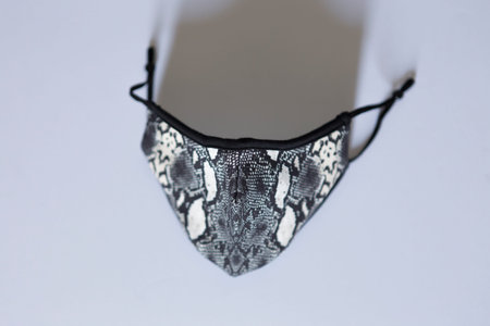 Close-up shot of a custom respiratory mask against COVID-19 coronavirus pandemic, no people are...