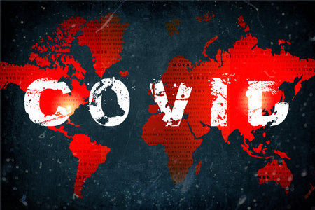 Covid-19 spread world map illustration