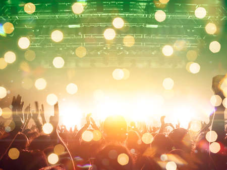 Point of view of the audience during a concertの写真素材