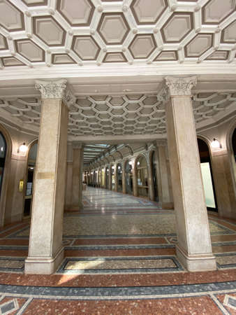 Milan, Italy - October 10, 2020: street view of the architecture in Milan old town, in a bright sunny day.のeditorial素材