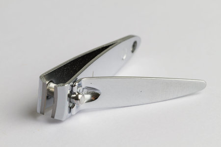 Close up on shiny metal nail clippers