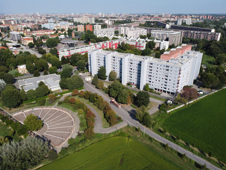 Aerial view of the city of Wroclaw, Poland.