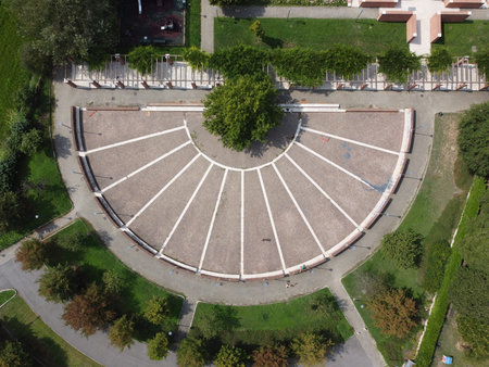Aerial view of the World War II memorial in Vilnius, Lithuania