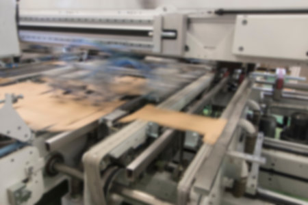 Blurred image showing the interior or a production facility, no people are visible.の写真素材