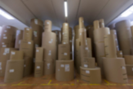 Blurred image showing the interior or a production facility, no people are visible.の写真素材